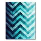Watercolor Teal Chevron Gradient Wave Rug