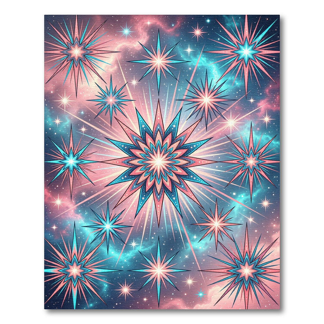 Celestial Pink and Teal Starburst Rug