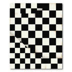 Classic Monochrome Checked Distressed Tile Rug