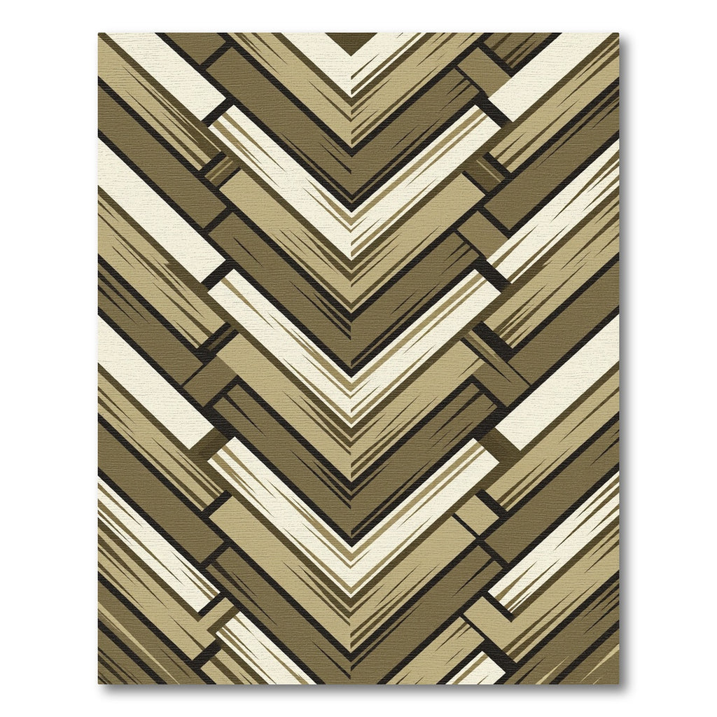 Golden Brown Wood Grain Chevron Rug