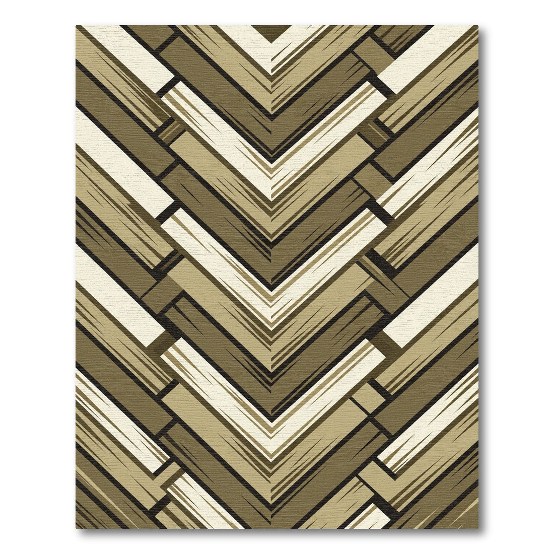 Golden Brown Wood Grain Chevron Rug