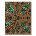Earthy Teal Feather Arrow Geometric Rug