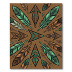 Earthy Teal Feather Arrow Geometric Rug