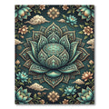 Ornate Teal Lotus Floral Medallion Rug