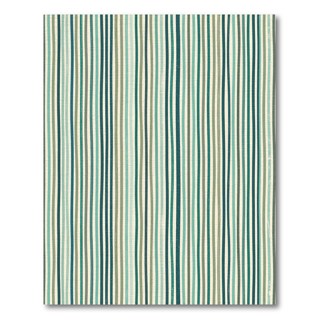 Coastal Emerald and Sage Striped Wallcovering Rug