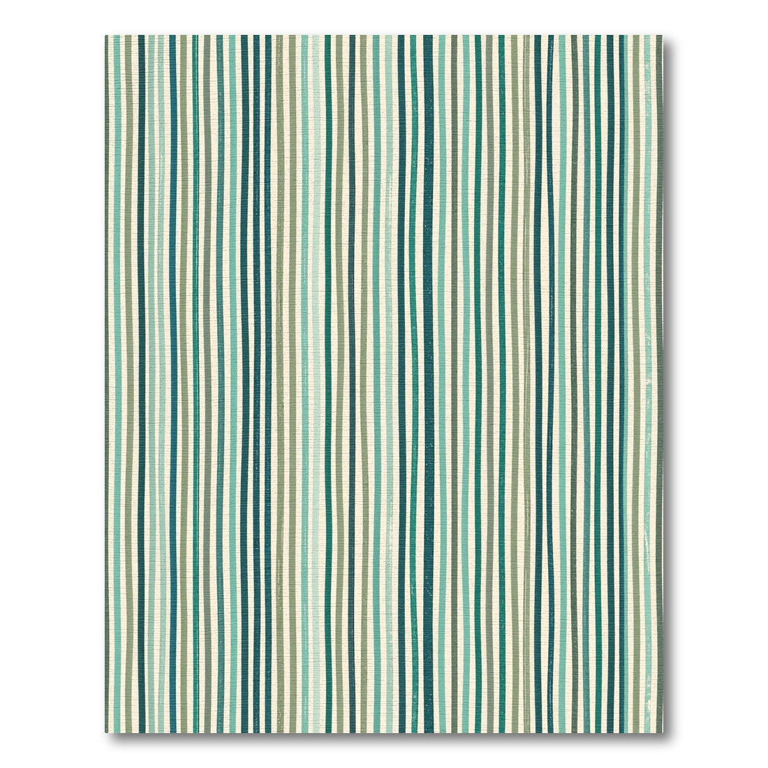 Coastal Emerald and Sage Striped Wallcovering Rug