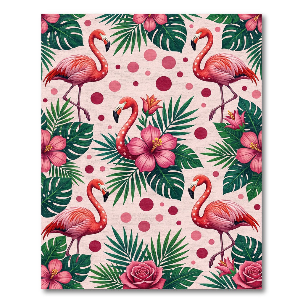 Tropical Pink Flamingo Floral Scatter Rug