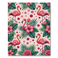 Tropical Pink Flamingo Floral Scatter Rug