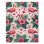 Tropical Pink Flamingo Floral Scatter Rug
