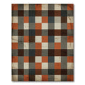 Rustic Red Grey Plaid Squares Rug
