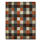 Rustic Red Grey Plaid Squares Rug