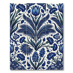 Rich Blue Floral Art Nouveau Rug