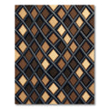 Modern Earth Tone Geometric Diamond Grid Rug