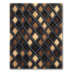 Modern Earth Tone Geometric Diamond Grid Rug