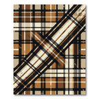 Rustic Tan and Black Plaid Diagonal Rug
