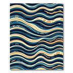 Coastal Navy and Golden Shell Waves Rug