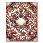 Elegant Coral Floral Baroque Scroll Rug