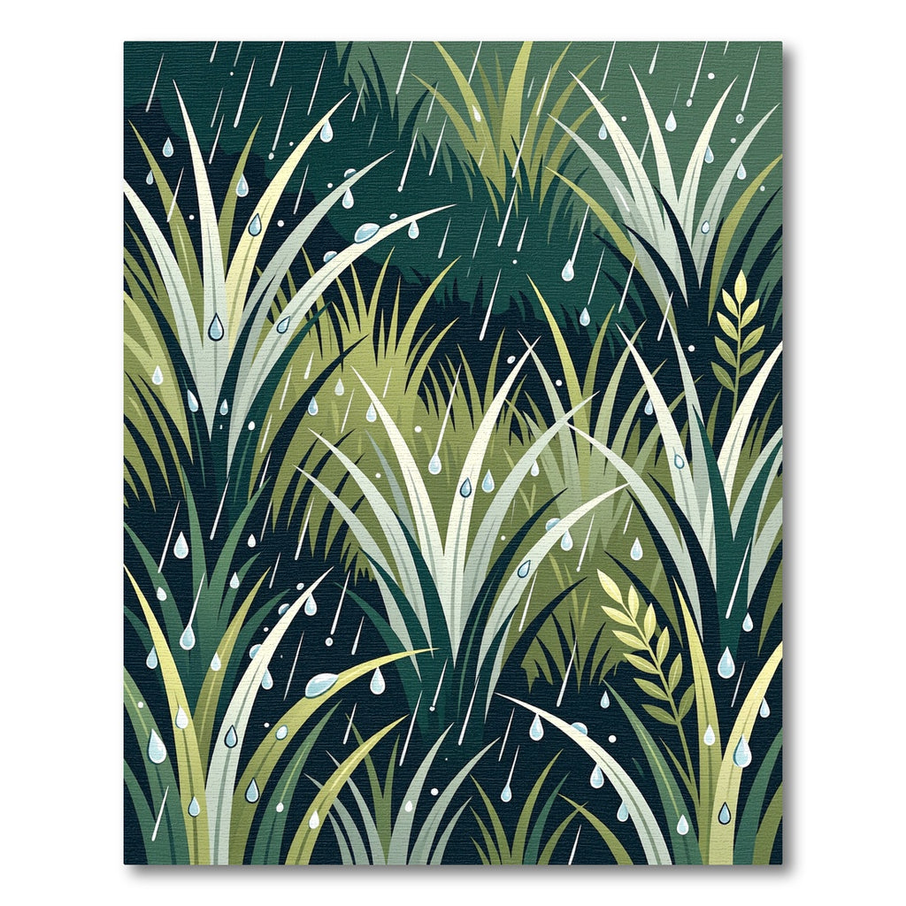 Rainy Forest Grass Botanical Foliage Rug