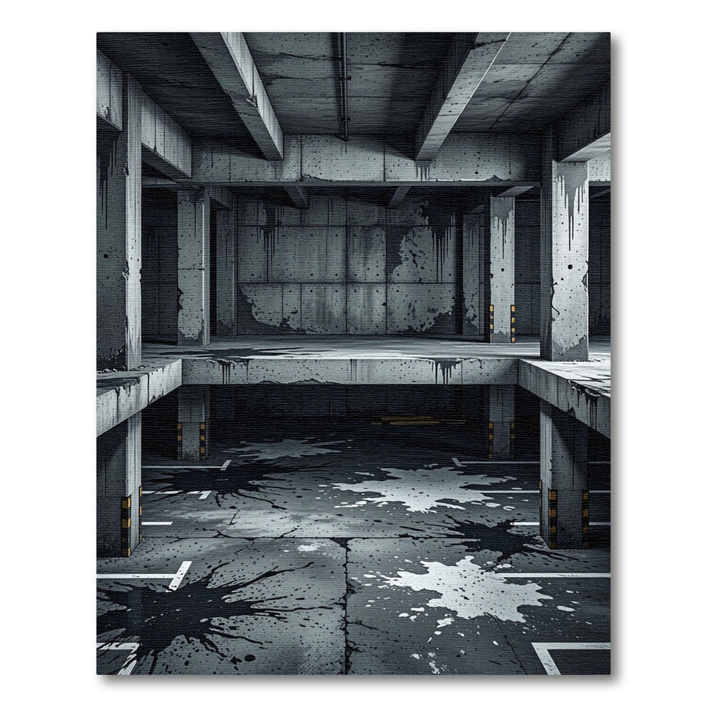 Gritty Concrete Splatter Abstract Rug