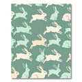 Sage Green Cream Whimsical Jumping Rabbit Rug