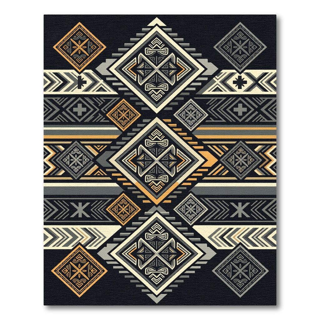 Geometric Golden Grey Aztec Diamond Rug