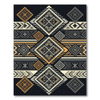 Geometric Golden Grey Aztec Diamond Rug