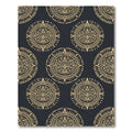 Gold Aztec Calendar Circular Black Rug