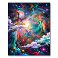 Vibrant Cosmic Nebula Abstract Celestial Rug