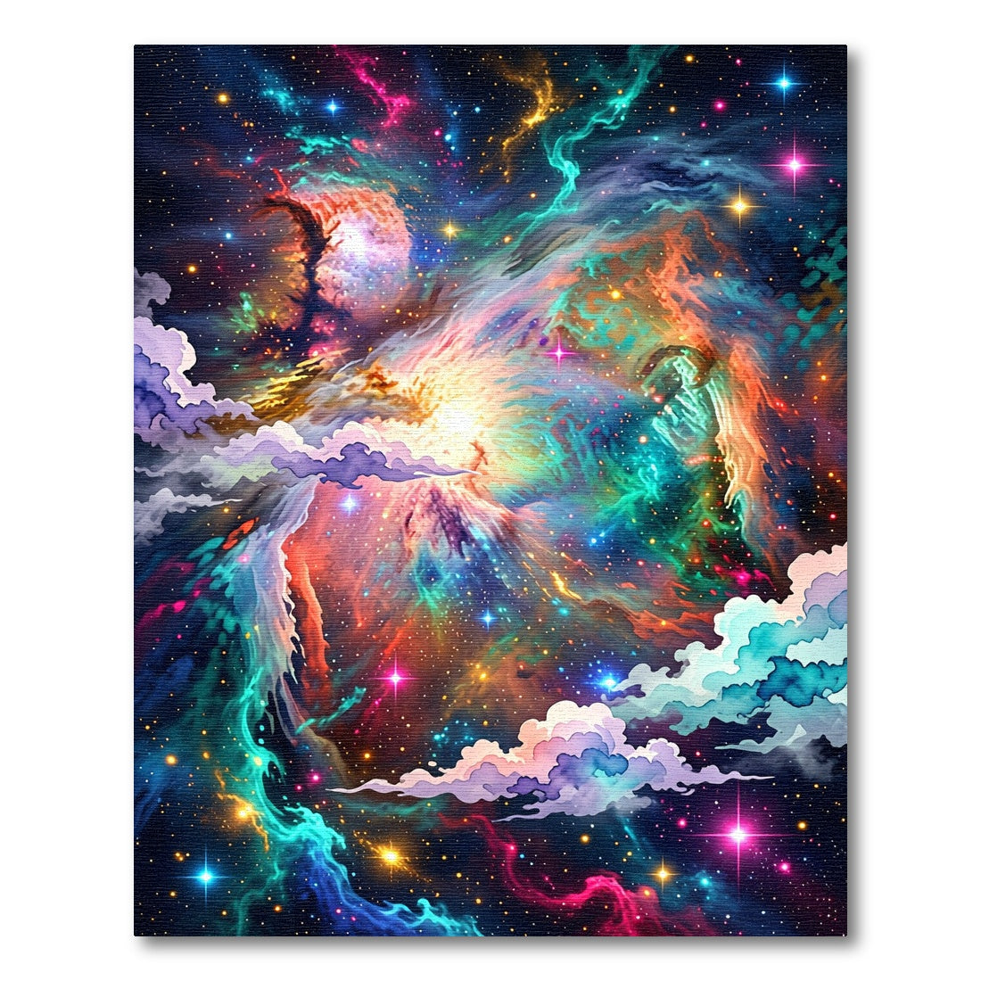 Vibrant Cosmic Nebula Abstract Celestial Rug