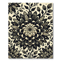 Elegant Monochrome Floral Folk Bloom Rug