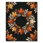 Autumn Maple Leaf Wreath Black Frame Rug