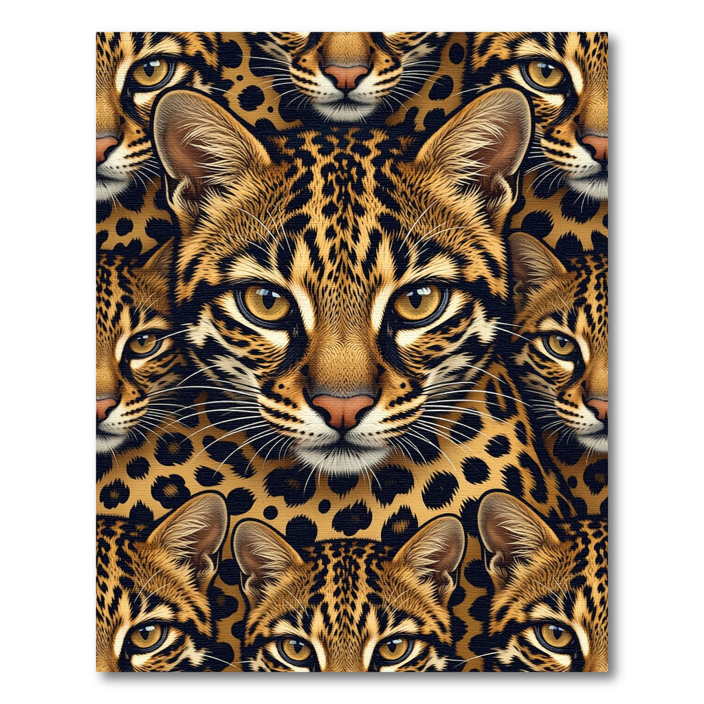 Golden Leopard Face Repeat Rug