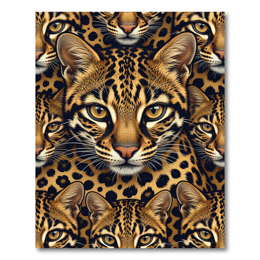Golden Leopard Face Repeat Rug