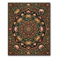 Elegant Golden Lotus Floral Medallion Rug