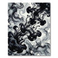 Bold Black Ink Swirl Abstract Rug