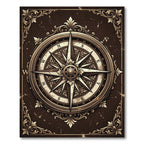 Antique Bronze Nautical Compass Rug