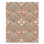 Mid Century Peach and Sage Geometric Grid Rug