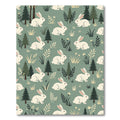 Whimsical Sage Green Woodland Bunny Forest Rug