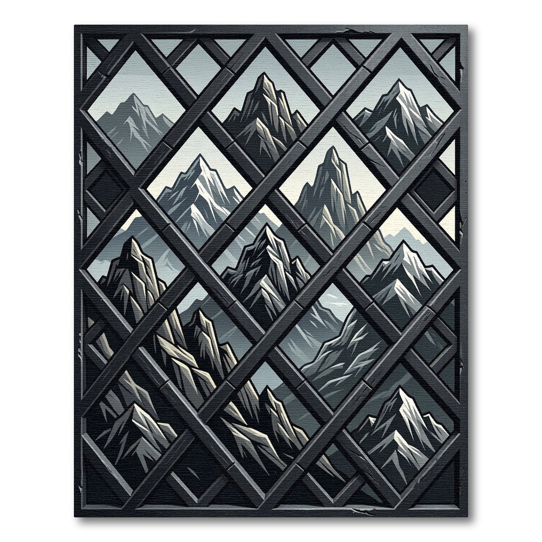 Gray Mountain Peaks Lattice Rug