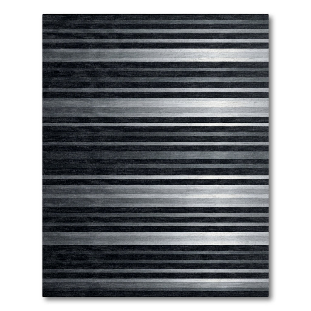 Minimalist Silver and Black Linear Striped Rug