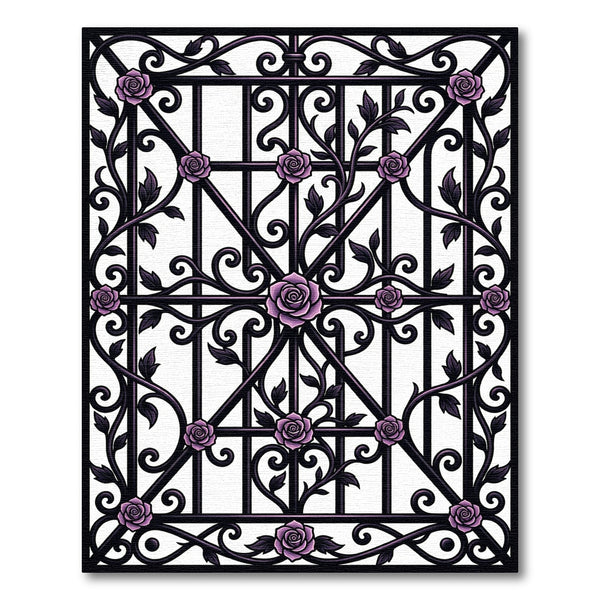 Purple Gothic Iron Rose Trellis Rug