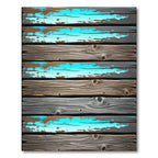 Distressed Turquoise Wood Plank Rug