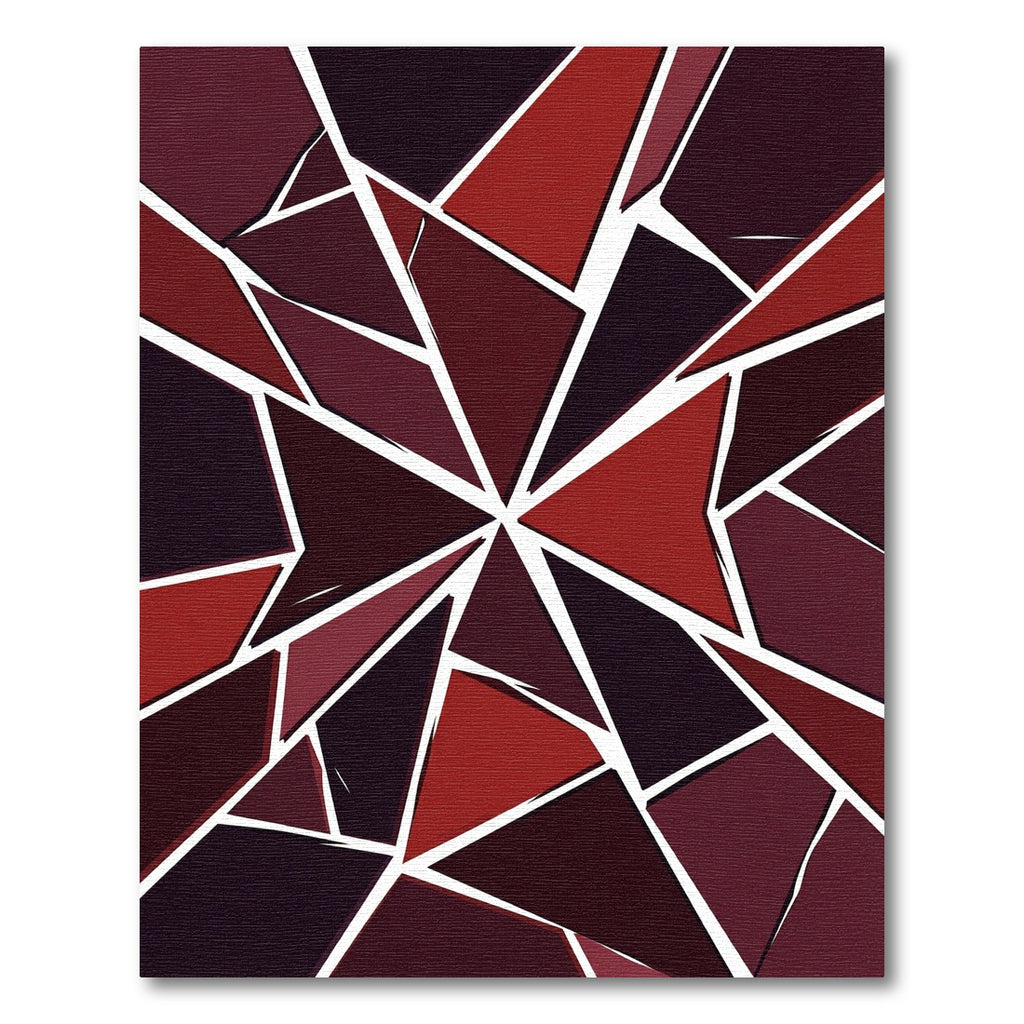 Geometric Crimson Shattered Glass Rug