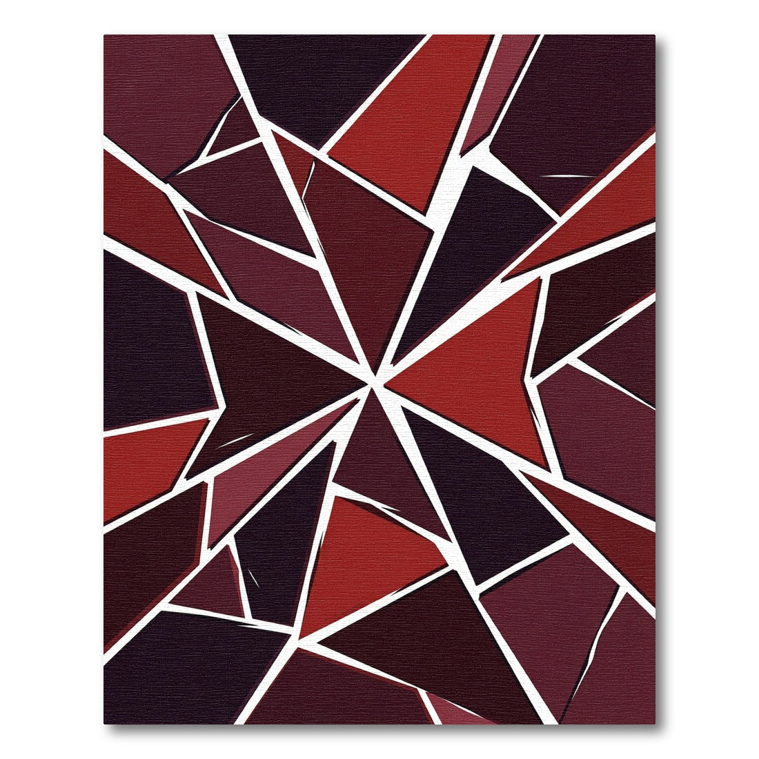 Geometric Crimson Shattered Glass Rug