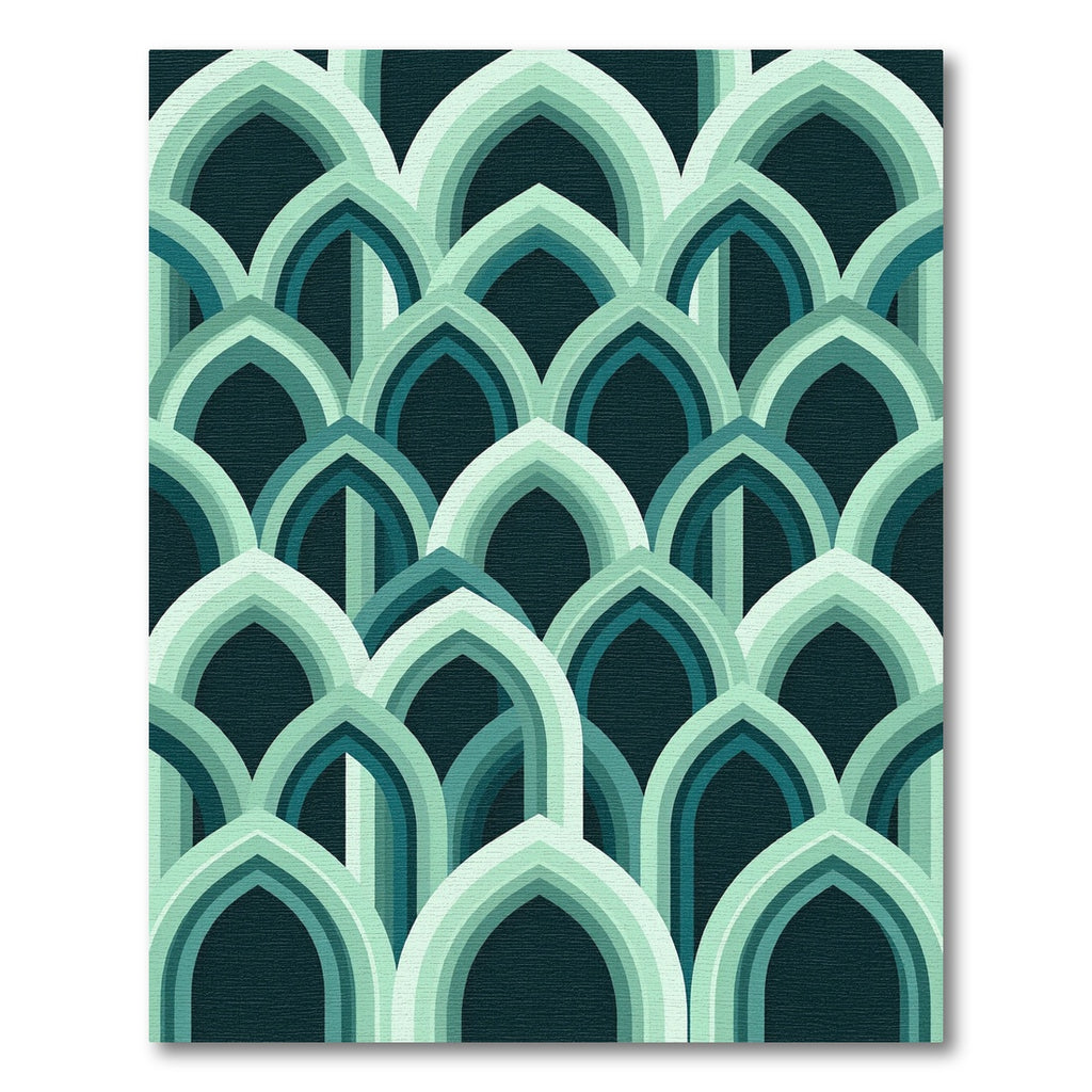 Geometric Mint Arched Teal Overlay Rug