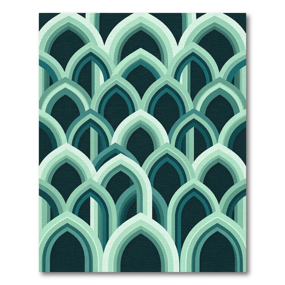 Geometric Mint Arched Teal Overlay Rug