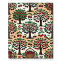 Whimsical Cherry Orchard Folk Berry Illustration Rug