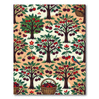 Whimsical Cherry Orchard Folk Berry Illustration Rug
