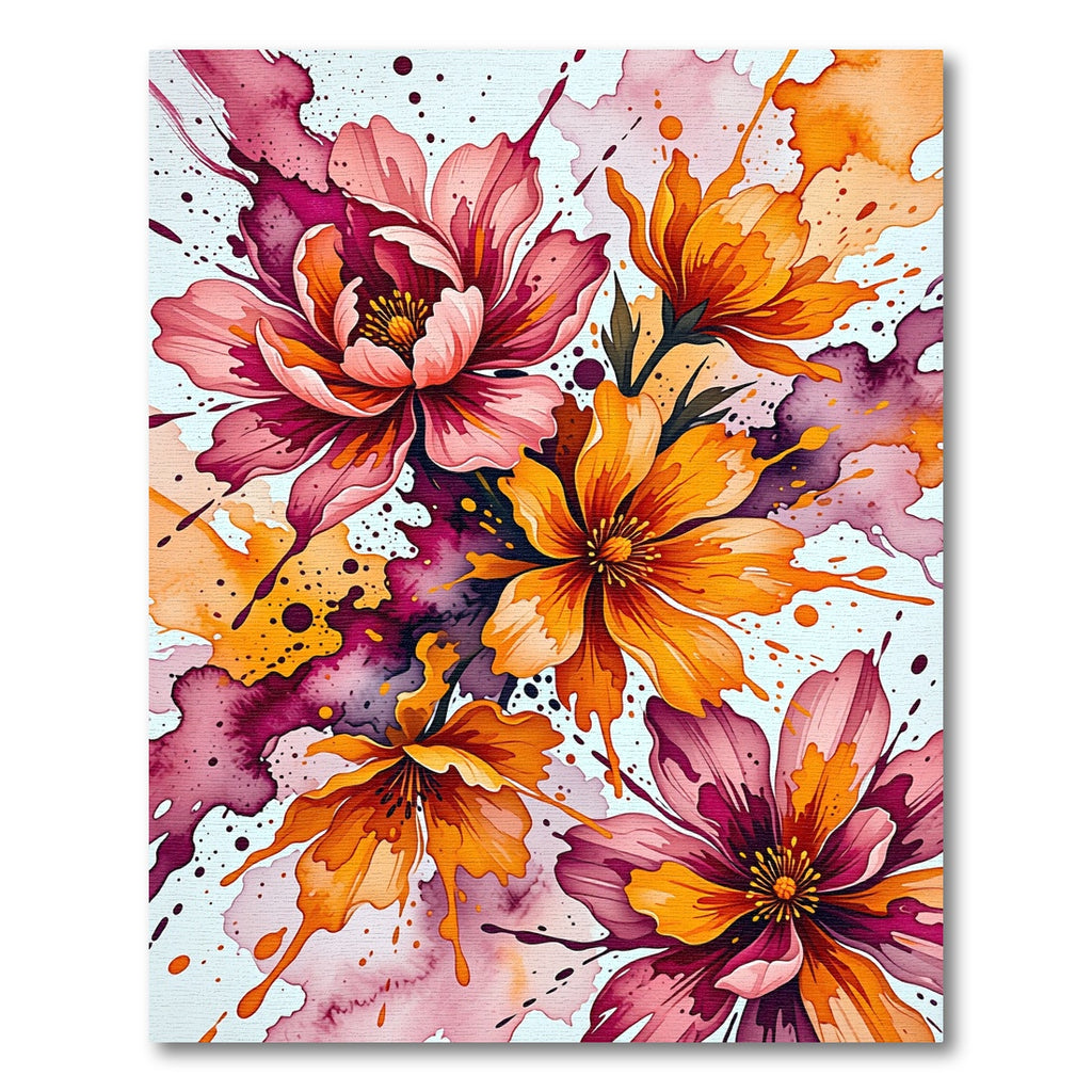 Vibrant Watercolor Floral Splatter Rug