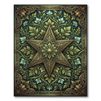 Antique Gold Star Floral Scrollwork Rug